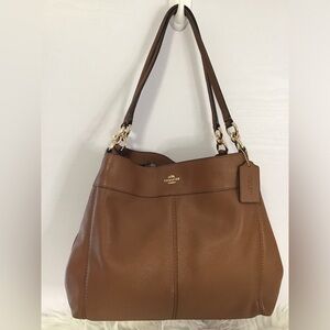 Coach F57545 Lexy Pebble Leather Shoulder Bag Tan EUC